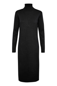 Mila Roll Neck Long Dress - Black