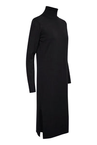 Mila Roll Neck Long Dress - Black