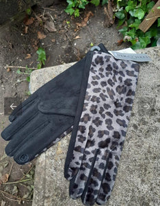 Leopard Print Suede Feel Gloves