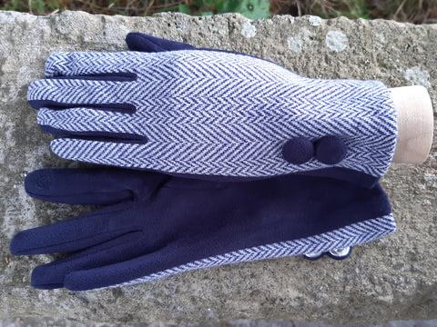 Grey Herringbone Chevron Gloves