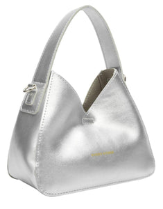 Silver Shoulder Bag with Wide Strap
