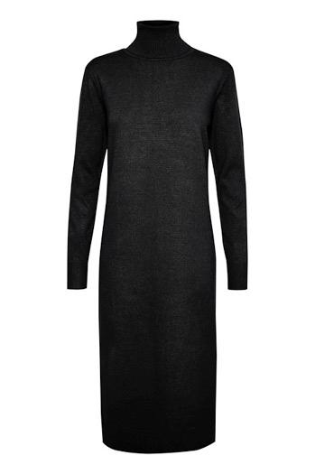 Roll Neck Long Dress - Black