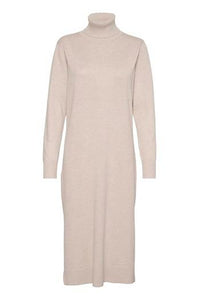 Roll Neck Long Dress - Grey Morn Melange