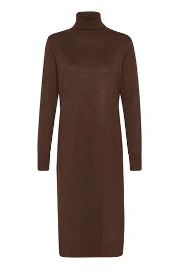 Roll Neck Long Dress - Dark Oak Melange