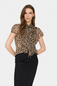 Crinkle SS Shirt - Leopard Print