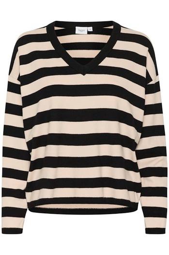 V-Neck Pullover - Black Stripe