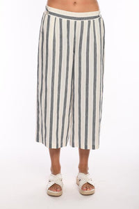 Flared Stripe Linen Trousers