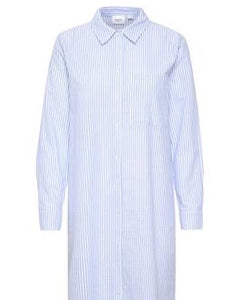 Long Sleeve Blue & White Shirt Dress
