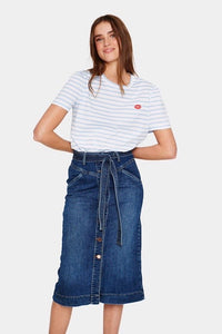 Stripe Top & Denim Skirt