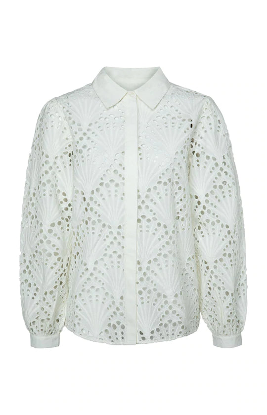 Long Sleeve Broderie-Anglaise Blouse