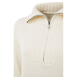 Sweater with zip collar and dropped shoulders